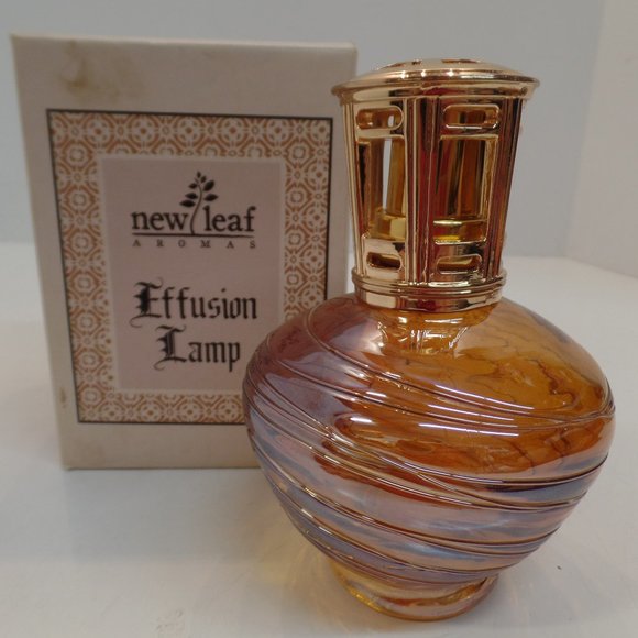 New Leaf Aromas Other - New Leaf Aromas Effusion Fragrance Lamp No Wick Beautiful Colored Glass Gold Top